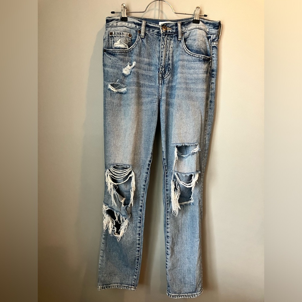 Pistola straight distressed light wash jeans 29